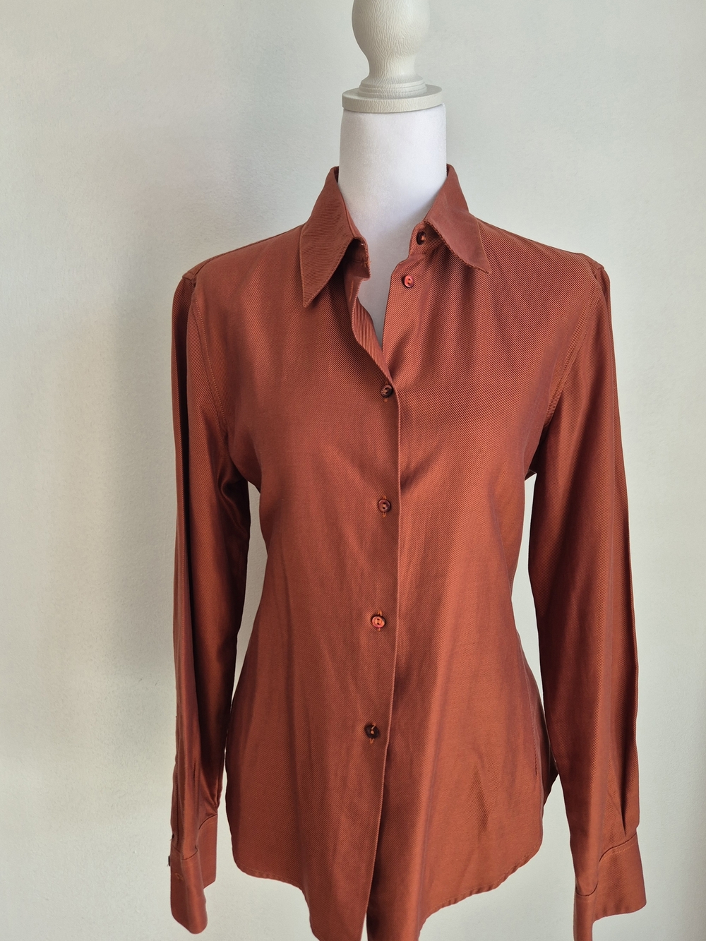 Loro Piana Rust Red Button-Down Cotton Shirt